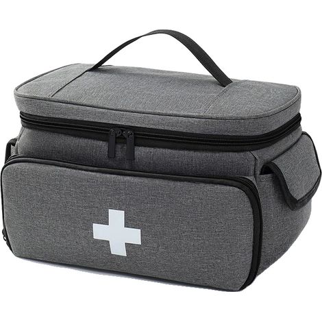 Kit di pronto soccorso, design portatile, materiale resistente, grigio (1/2)