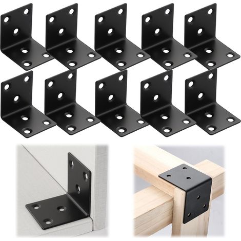 Equerres d'Assemblage Noir, 10 Pièces Équerres de Plaque 40x40x38mm Equerre de Fixation en Métal Équerres d'Angle à 90° Support en (1/5)