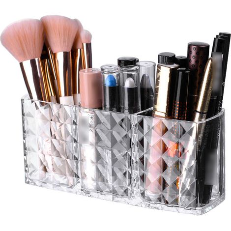 1 Boîte de rangement, compartiments multiples, design transparent, pour cosmétiques, salle de bain (1/5)