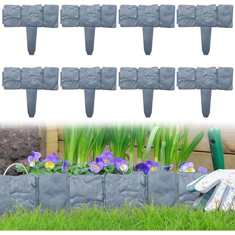 Bordure Jardin Exterieur,Bordure De Pelouse Gris,20 Pièces Bordure Jardin Plastique,Bordures Jardi Pierre,Clôture Gazon Décorative,Bordure De Gazon Clôture,Délimiter Pelouse Et Allées (1/5)