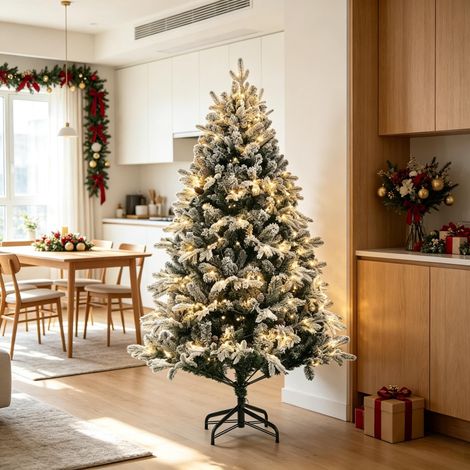 Sapin artificiel réaliste vert, pied métallique stable inclus, montage rapide, pour maison et bureau (1/5)