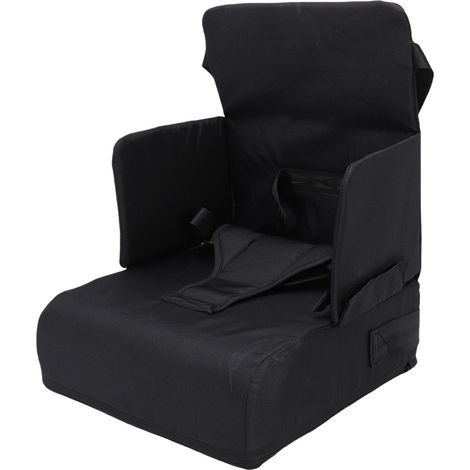 Rehausseur de voyage pour bébé antidérapant et portable, avec coussin rehaussant pour chaise de cuisine ou table à manger, noir (1/5)