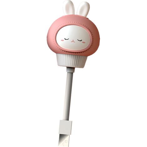 Veilleuse LED dessin animé USB avec un adorable animal en peluche, idéale pour la chambre ou la salle de bain, avec un lapin. (1/5)