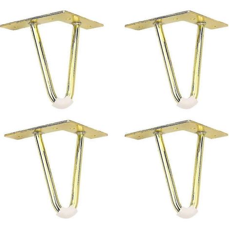 Pieds de meubles en épingle à cheveux, pieds de meubles robustes en métal avec patins de protection en caoutchouc pour sols, pieds d'armoires en métal, pieds de canapés, adaptés aux coiffeuses, meuble (1/5)