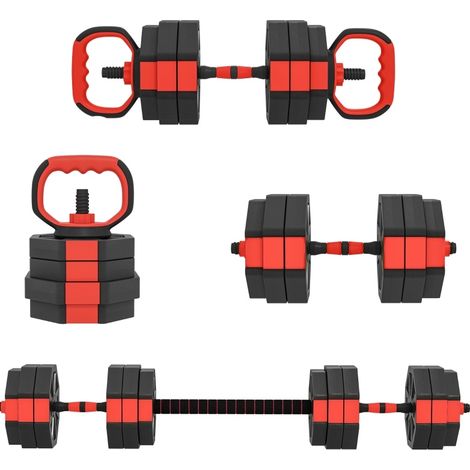 Set de pesas 4 en 1 ajustable 25 kg rojo para entrenamiento en casa (1/3)