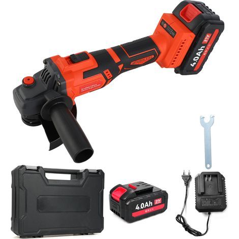 Cordless Angle Grinder, Brushless Motor Angle Grinder with 2 x 4.0Ah Batteries for Cutting and Polishing Ceramic Tiles, Wood, Stone and Steel (1/5)