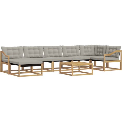Outdoor Sofa Set 8 pcs White and Light Grey Solid Acacia Wood vidaXL (1/5)