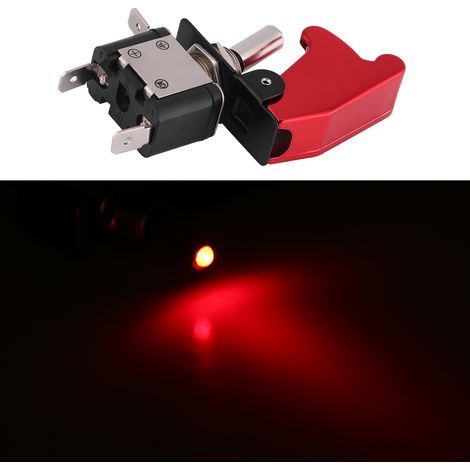 SPST 12V 20A Wippschalter mit roter LED-Abdeckung für Rennwagen - Ein/Aus-Steuerung