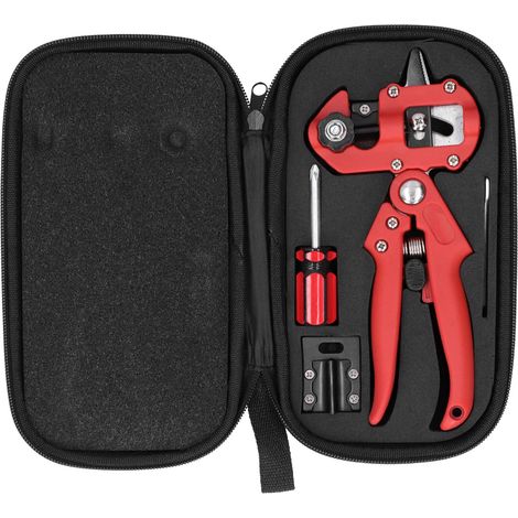 Ensemble d'outils de greffage pour jardin, ciseaux à branches d'arbres et de plantes, sécateur, matériel professionnel pour jardinier, rouge (1/5)