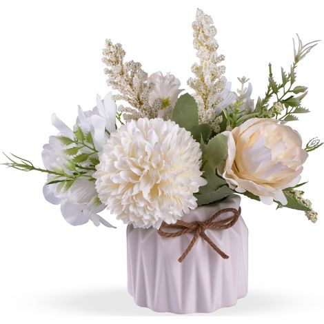 Fleurs artificielles en pot, petit vase en céramique, plantes artificielles pour décoration d'intérieur pour la maison et le bureau, fleurs artificielles hortensia décoratives pour table, bibliothèque (1/5)