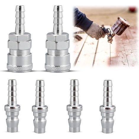 6 Embout Pneumatique 8mm Tuyau De Gaz Buse De Cuivre Connecteur Embout pour Tuyau Air Comprimé du Connecteur Rapide Compresseur Embout Pneumatique Rapide(2pcs SH20+4pcs PH20) (1/5)