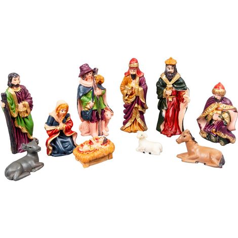 Wooden Nativity Figures and Background Display Set, Indoor Christmas Decor for Shelves and Mantels (1/4)