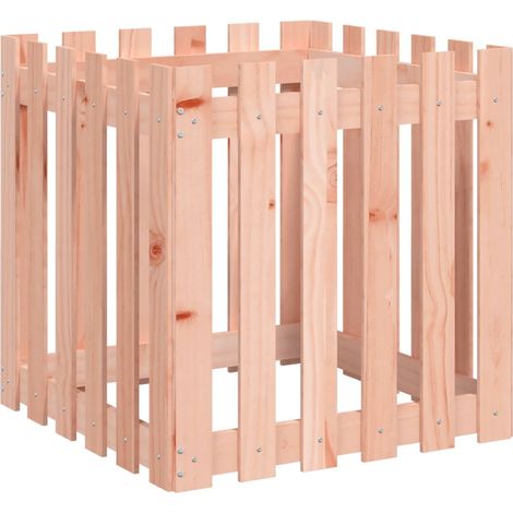 Jardinière bac lit surélevé plantes fleurs terrasse jardin avec design de clôture 60 x 60 x 60 cm Douglas massif marron