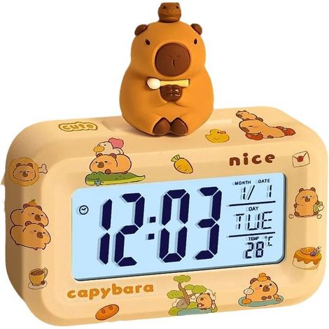 Capybara Smart-Wecker, elektronischer Wecker für Jungen und Mädchen, Tischwecker, Schülerwecker, batteriebetrieben