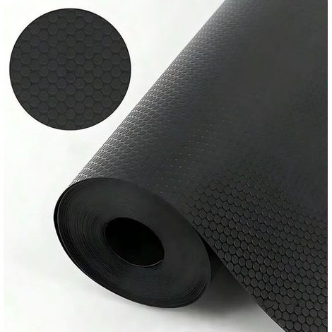 Alfombrilla para cajones，Revestimiento para estantes，Impermeable，Tamaño ajustable，Apta para estantes de nevera，45 x 500 cm，Negra (1/5)