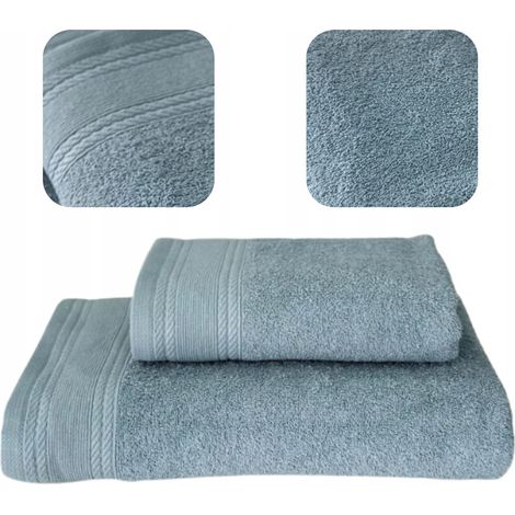 Badehandtuchset, 2er-Set, Baumwolle, blau, 70x140 cm bzw. 50x90 cm (1/5)