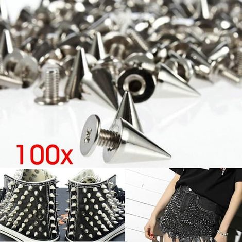 Lot de 100 rivets/clous de 9,5 mm à visser, style punk (1/5)