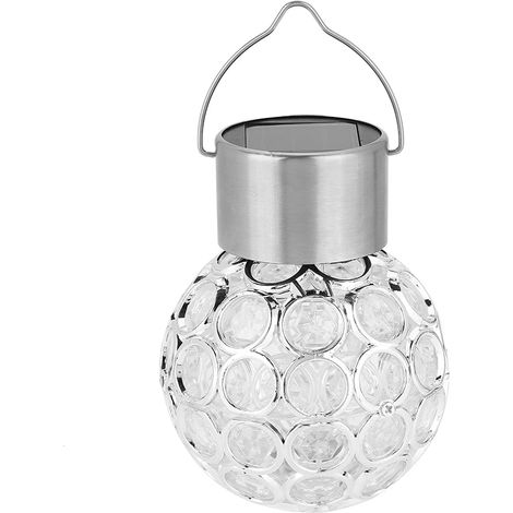 Lampes Suspendues Solaires - Boule LED en Verre Fissuré - Éclairage Décoratif pour Jardin, Patio, Clôture, Arbre - 8 cm - 6 à 8 h d'Autonomie - IP55 (1/5)