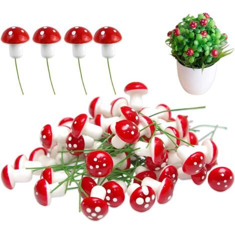 50 Champignon Mousse, 1,5cm Et 2cm, Décoration Réaliste, Pour Jardin Miniature, Bonsaï, Aquarium (1/5)