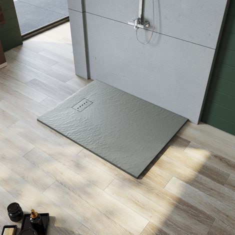 SONNI Receveur de douche Receveur de douche plat SMC antidérapant, design découpable Gris 120 x 90 cm (1/5)