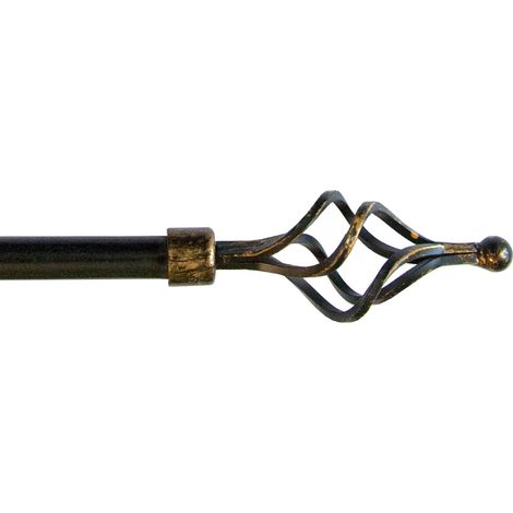 Bastone Tenda Ferro Estendibile 160-300 Asta Scorritenda modello Vortice - Nero Oro