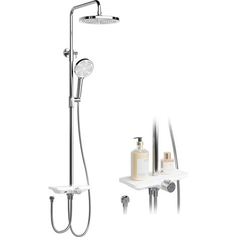 Colonne de douche de pluie Système de douche Tablette 3 fonctions réglable en hauteur-D25cm,gris (1/5)