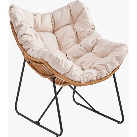 FINN Fauteuil de jardin beige pieds en métal noir (1/5)