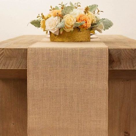 Chemin de Table en Toile de Jute, 5 piece Vintage Nature Jute Toile de Jute Chemin de Table 30 x 275cm Ruban de Jute Marron Nature (1/3)