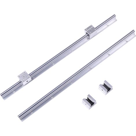Lot de 2 rails linéaires SBR12 600mm + 4 blocs SBR12UU, arbre de guidage en acier 12mm, glissière de précision pour CNC, axe de translation robuste (1/5)