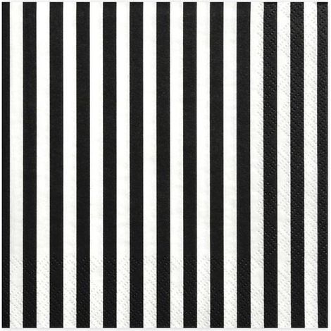 Tovaglioli a righe nere 33x33 cm, 20 pezzi