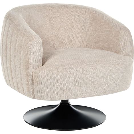 Poltrona girevole lounge a pozzetto in tessuto beige chiaro Norager (1/5)