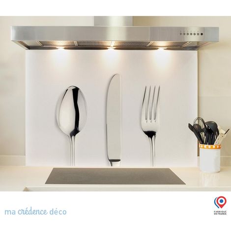 Fond de hotte : Couverts sur fond blanc - Verre trempé - 60 cm - 45 cm (1/5)
