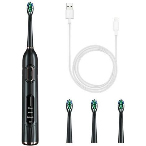 Electric Toothbrush, 36000 Oscillations/min, 3 Modes, Water Resistant, Ergonomic Design, 4 Heads Included, Black (1/5)