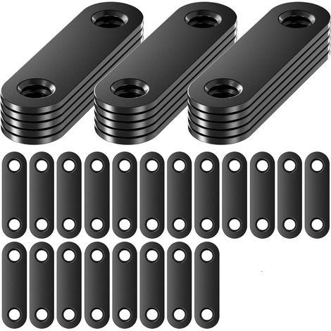 Lot de 35 connecteurs plats noirs en acier inoxydable, , 56 x 16 x 1,8 mm, angle plat en métal pour chaises (1/5)