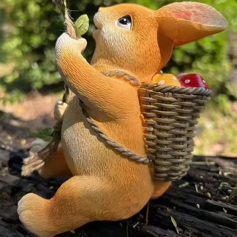 Lapin De Pâques - Statue En Résine 14 x 10 x 7 cm - Décoration De Table Pour Fête De Pâques - 1 Pièce (1/5)