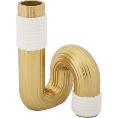 Vaso Bann oro e bianco in resina dal profilo contemporaneo