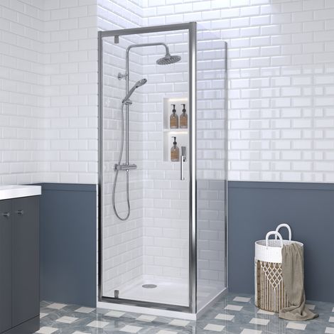 Nuie Rene Pivot Door Rectangular Shower Enclosure 1000mm x 760mm - 6mm Glass (1/5)