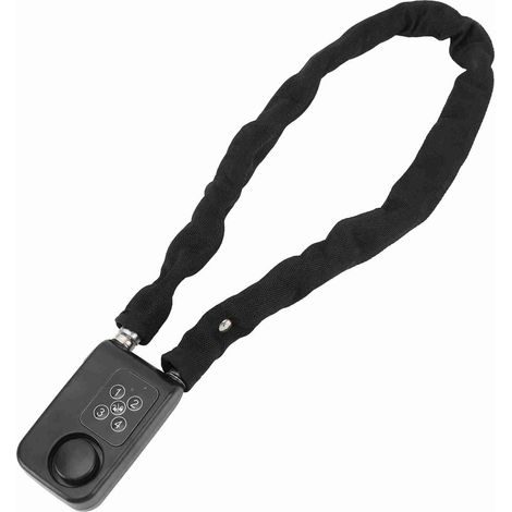 Antivol à chaîne avec alarme vibrante 110 dB, sans clé, résistant à l'eau et aux chocs hydrauliques, pour moto, avec code de sécurité numérique, noir. (1/5)