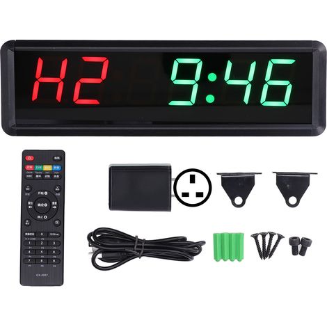 Chrono d’entraînement avec télécommande, affichage LED 1,8 pouces, compte à rebours 100-240V, prise UK, pour fitness et exercices (1/5)
