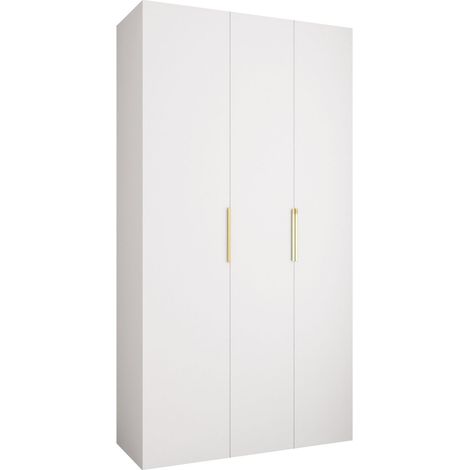 Armario Hartford 573, Blanco, 246x130x52cm, Puertas de armario: Con bisagras, Número de estantes: 6 (1/5)