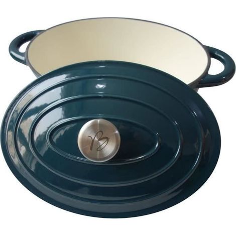Cocotte BAUMALU 30 cm - Ovale Form - Blaugrün (1/2)