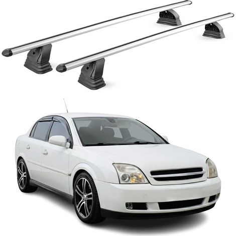 OMAC Barres de toit transversales en aluminium pour Opel Vectra C 2002-2008 4Portes – TÜV / DIN 75302:2019 – Antivol inclus – Charge max 75 kg – 2 barres – Gris (1/5)