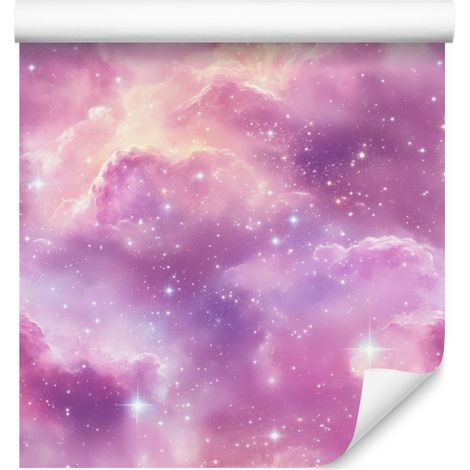 Carta da parati acquerello galassia rosa cipria, viola e lavanda 50x1000 cm (1/5)