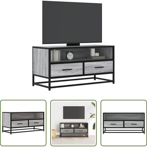 TV-Ständer - TV-Schrank Grau Sonoma 80x34,5x40 cm Holzwerkstoff und Metall (1/5)