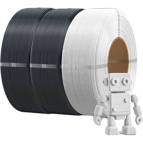 Filamento per stampante 3D, elevata resistenza, minore quantità di filamento necessaria, PETG 2BK 1WT (1/2)