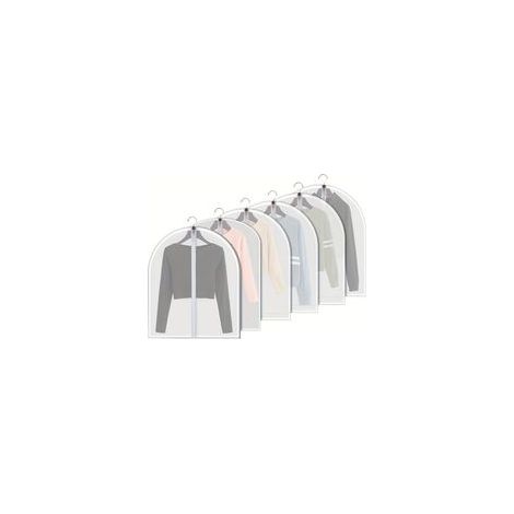 Housses à vêtements transparentes suspendues, lot de 6 housses à costumes, anti-poussière, respirantes, en PEVA avec fermeture éclair intégrale, pour le rangement dans une penderie, 60 x 80 cm