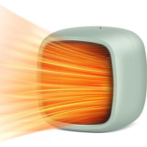 Radiateur soufflant céramique portable, chauffage électrique salle de bain, 2 niveaux, protection inclinaison/surchauffe, vert (1/4)