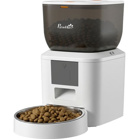 PawHut Distributore Automatico per Gatti 4L, WiFi 2.4G, App Controllo, Bianco (1/5)