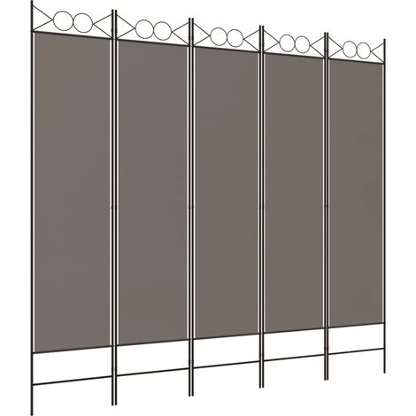 Paravent Cloison de séparation 5 panneaux, Pour Jardin, Balcon, Terrasse Anthracite 200x200 cm Tissu OIB1624E