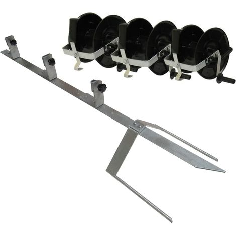 Electric Fence Corner Mounting Post 1.2M & 3x Black Geared Reels